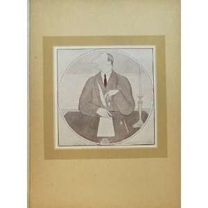  1921 Max Beerbohm Portrait Mr Filson Young Sepia Print 