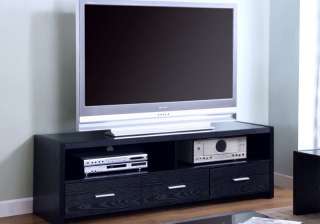 Black Wood Living Room Entertainment TV Console Stand  