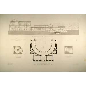  1860 Engraving Pope Julius III Villa Plan Architecture 