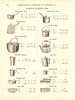 1917 Antique Wear ever Aluminum Ware Pot Pans Kettle AD  