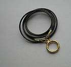Simple Black Leather eyeglass holder cord, silver LOOP