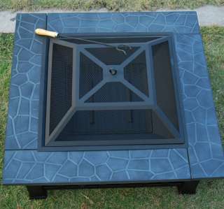   Square Fire Pit Metal Stove BBQ Grill Fireplace With Cover  