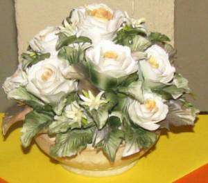 Capodimonte Centerpiece Bouquet Flower Vase Italy Marked Unusual VTG 