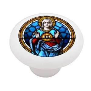 Virgin Mary and the Sacred Heart Decorative High Gloss Ceramic Drawer 