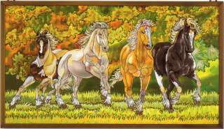 HORSES PORTRAIT STAINED GLASS FIREPLACE SCREEN w Panel  