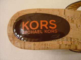 Michael Kors Brown Cork Lined Wedge Heels with Gold Stone Sz 8 NIB $ 