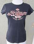 Harley Davidson Ladies Black Cap Sleeve Graphic T Shirt w/ Poker Cards 