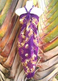 Sarong Purple & Brown Turtle Hawaiian Luau Cruise Dress  