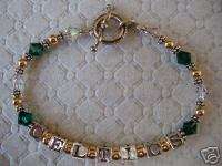   JEWELRY SILVER, GOLD FILLED, BEADED CRYSTAL BRACELET HANDCRAFTED