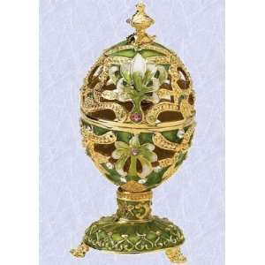   Angel s vibrantly green Faberge Egg sculpture decor 