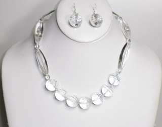 JS054  925 SS ROCK CRYSTAL NECKLACE AND EARRINGS SET  