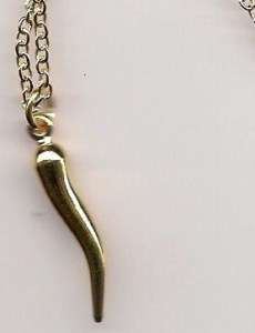ITALIAN HORN NECKLACE GOLD PLATED / NEW  