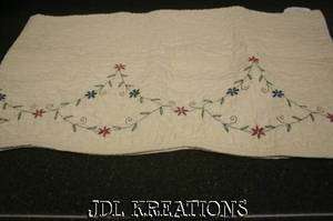  Home Collection Ivory Flowers Quilted Embroidered Valance 