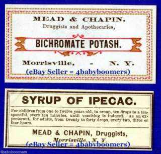 Antique ELIXIR of OPIUM Poison MEDICINE Bottle LABELS  