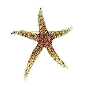  Multicolor Gemstone & Diamond Starfish Brooch / Pendant Jewelry