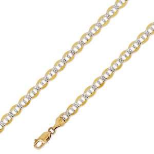  14K Solid Yellow 2 Two Tone Gold Mariner Chain Necklace 6 