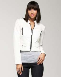 bebe Leatherette Contrast Trim Jacket Clothing