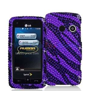 Purple Zebra Bling Case Accessory for LG Rumor Touch  