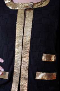 MICHAEL SIMON Golden Trim black cardigan S sweater NEW  
