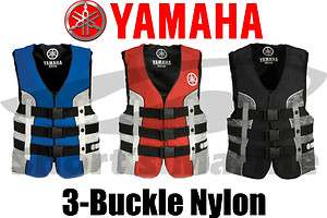   New Yamaha Waverunner Three Buckle Nylon Life Jacket Vest PFD  