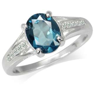 23ct. Natural London Blue & White Topaz 925 Sterling Silver Ring 
