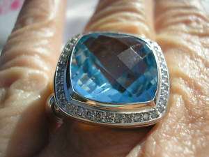   shank London BLUE TOPAZ Silver Diamond .49tcw RING ret $1725  