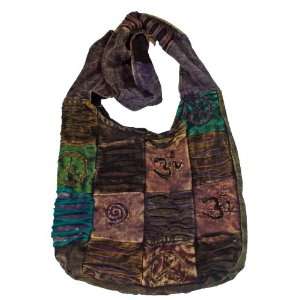 Hobo Om Hippie Ripped Razor Cut Stone Wash Peace Sign Shoulder Sling 