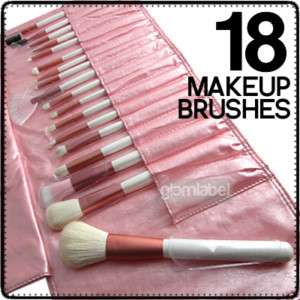 18 MAKEUP BRUSHES + PINK POUCH SET CASE KIT BEA029 2  
