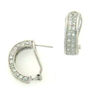  Sterling Silver CZ Hoop Clip & Post Earrings Jewelry