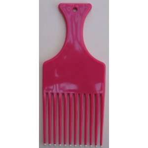  Hot Pink Hair Pick Comb with White Tips   6 inches x 2 1/2 