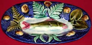 RARE ANTIQUE FRENCH MAJOLICA FRANCOIS MAURICE FISH PLATTER 1880