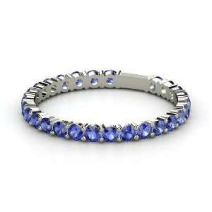 Rich & Thin Band, Sterling Silver Ring with Sapphire