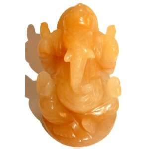 Citrine Ganesh 03 Yellow Crystal God Deity Elephant India Hindu Statue 