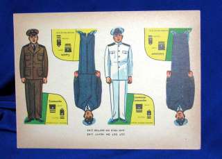 UNUSED VTG MILITARY CUT OUT PAPER DOLL TOY C 1940, 4 DOLLS  