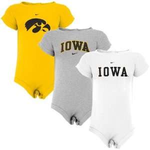 Nike Iowa Hawkeyes Infant Gold, White & Ash 3 Pack Romper Set:  