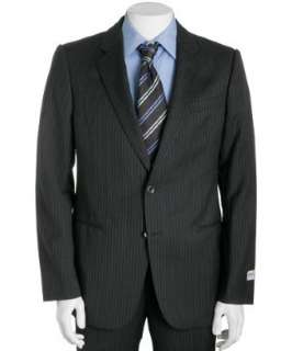 Armani Collezioni charcoal pinstripe wool 2 button suit with flat 