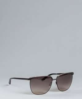 Bottega Veneta black metal slim aviator sunglasses
