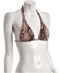 Bluefly   brown python print Laura long triangle halter bikini top 