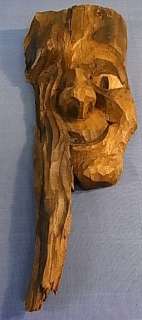 LA2/AF89 * MOUNTAIN GNOME TROLL WALL MASK WOOD CARVED ANTIQUE GERMAN 