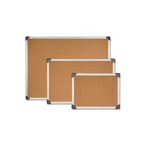  Cork Board, 4x3, Aluminum, Silver/Brown Qty:4: Office 