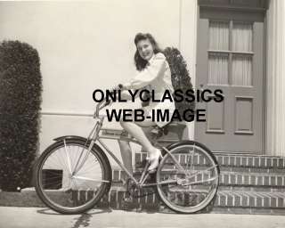 JOAN LESLIE CRUISER BICYCLE PHOTO AT WARNER STUDIO LOT  