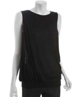 Fluxus black silk jersey ruched Dafne sleeveless top  BLUEFLY up to 