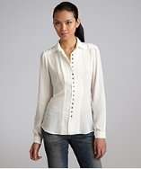 Gucci ivory silk chiffon button front blouse style# 318665001