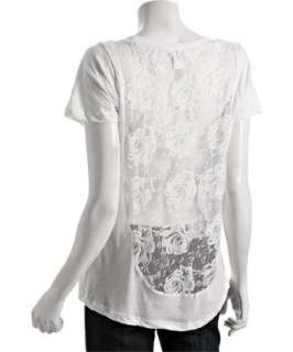 LnA white jersey lace panel scoopneck t shirt  BLUEFLY up to 70% off 