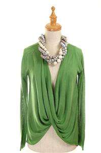NEW AUTH Desigual Wrapped Knit Long Sleeves Top Green M  