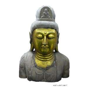    Oriental Stone Golden Face Tong Kwan Yin Statue