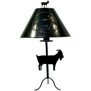    Rustic Goat Table Lamp with Shade and Finial
