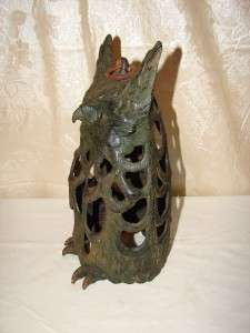 Vintage Cast Iron Owl Hanging Decor Lantern  