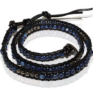  Wrap Bracelet in Black Leather: Jewelry
