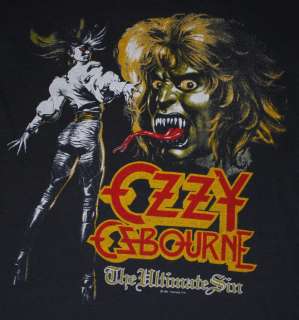 VINTAGE OZZY OSBOURNE ULTIMATE SIN TOUR T  SHIRT 1986 S  